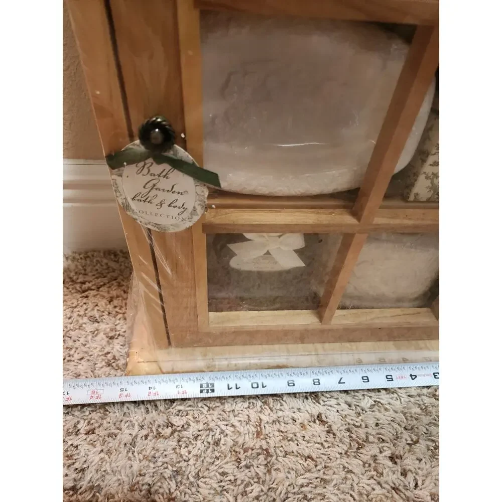 Bath Garden Vintage Wood Glass Wall Curio Display Cabinet Body Case Collection